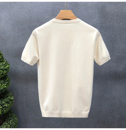 Slim Fit Ice Silk Knitted High Quality Cotton Shirt