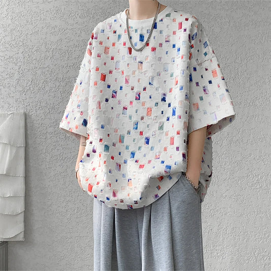 Fashion Oversized Plaid Streetwear Loose Hollow
