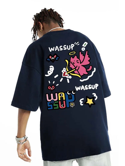 Harajuku Style Watercolor Print Summer Tee