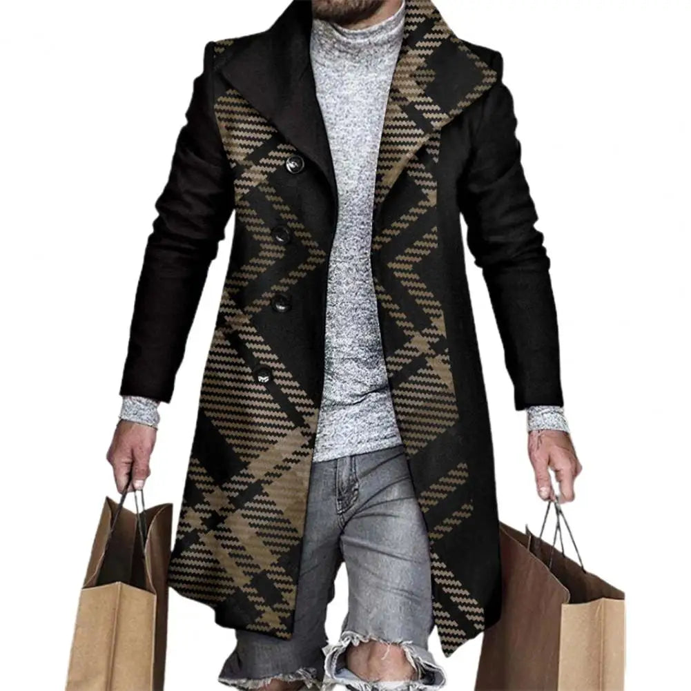 Fashion Long Sleeve Woolen Check Jacket