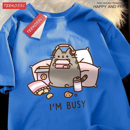 Funny Cat Gamer Summer Cotton Shirt