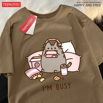 Funny Cat Gamer Summer Cotton Shirt