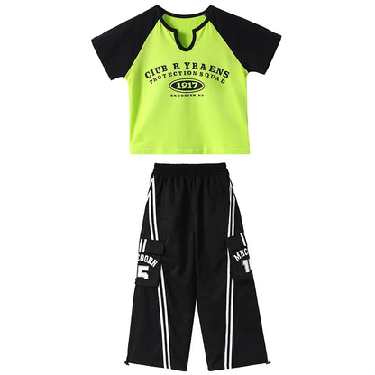 Teens Streetwear Tops Cargo Pants Set