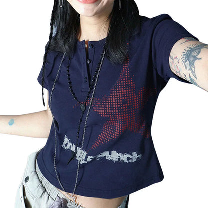 Crop Tops Vintage Aesthetic Short Sleeve