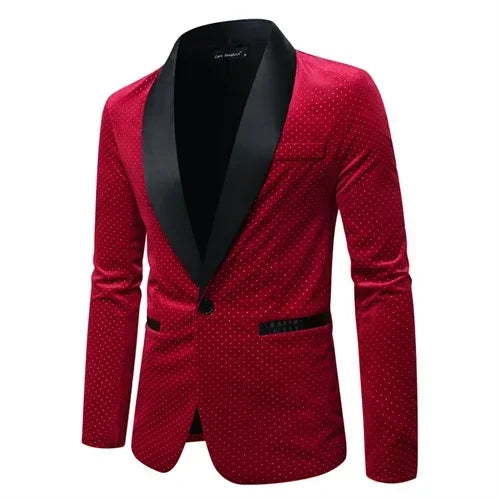 Men’s Luxury Gold Velvet Plaid Blazer