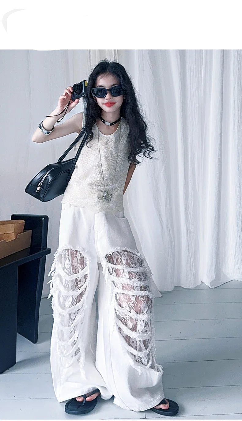 Teen Fashion Street Torn Legs Outfit