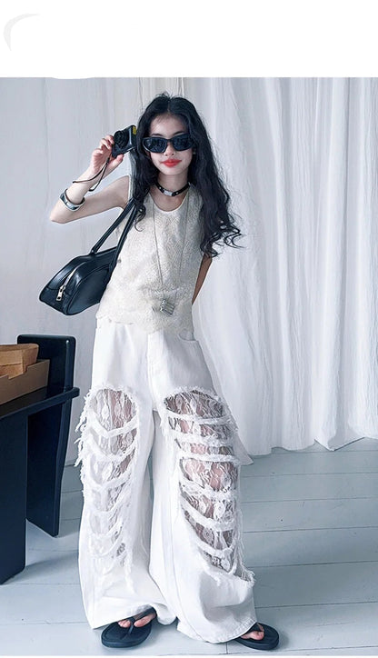 Teen Fashion Street Torn Legs Outfit