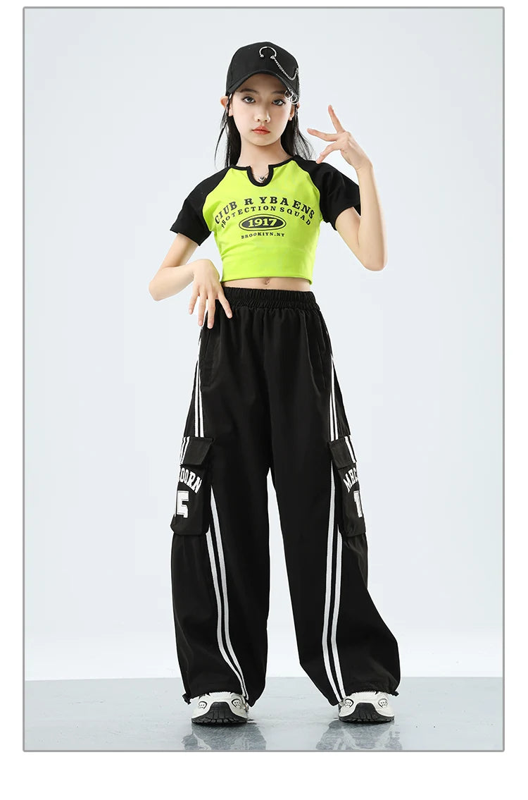 Teens Streetwear Tops Cargo Pants Set