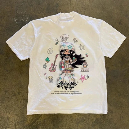 Retro Cartoon Teen Print Casual Shirt