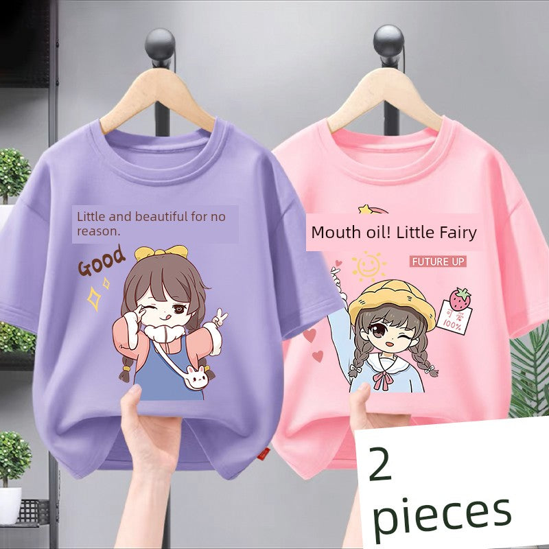 Girl Short Sleeve Leisure 2 Pieces
