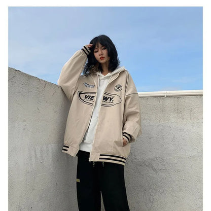 Streetwear Bomber Jacket Japanese College Style