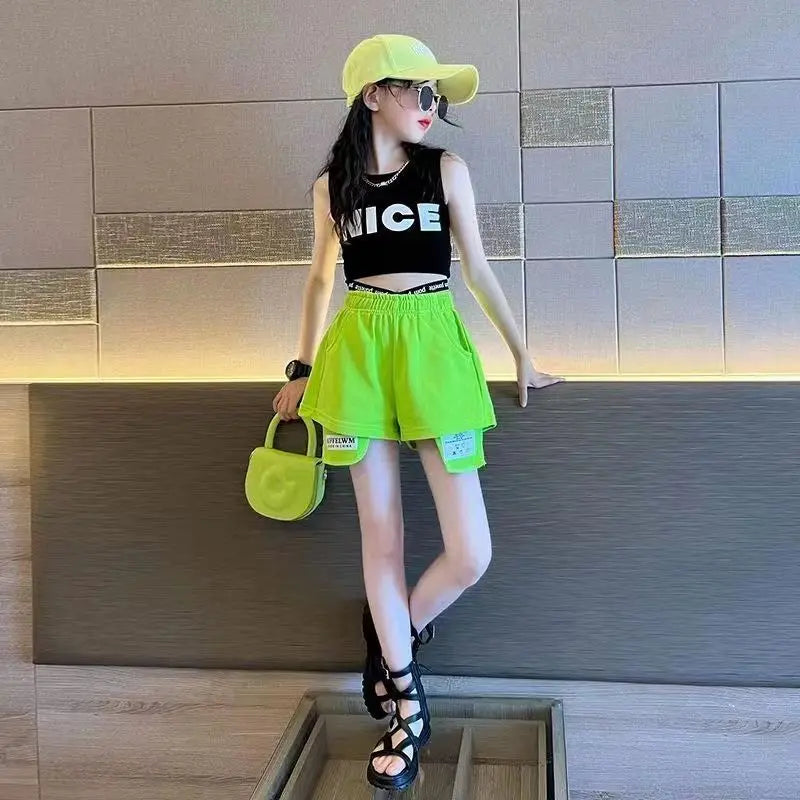 Hip-Hop Sleeveless T-Shirt Short 2PCS Set