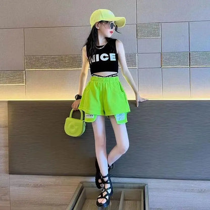 Hip-Hop Sleeveless T-Shirt Short 2PCS Set