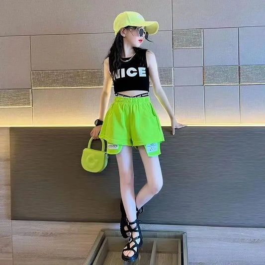 Hip-Hop Sleeveless T-Shirt Short 2PCS Set