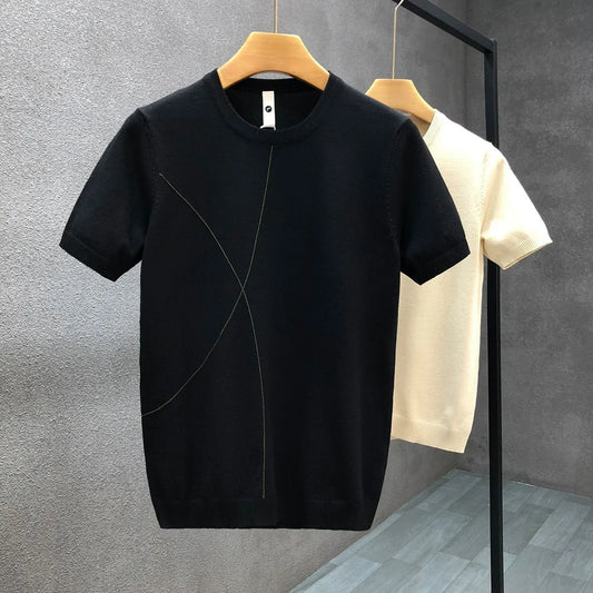 Slim Fit Ice Silk Knitted High Quality Cotton Shirt
