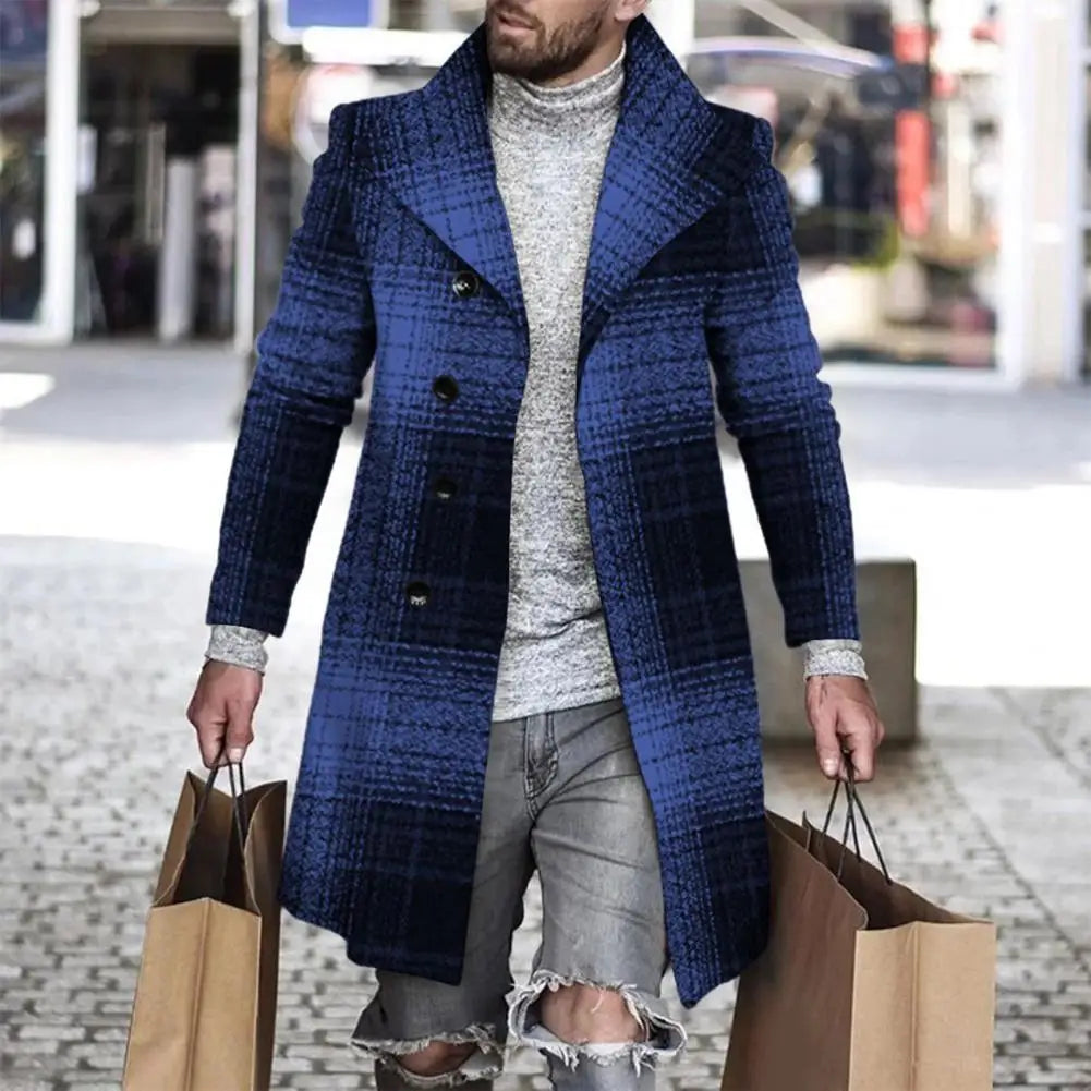 Fashion Long Sleeve Woolen Check Jacket