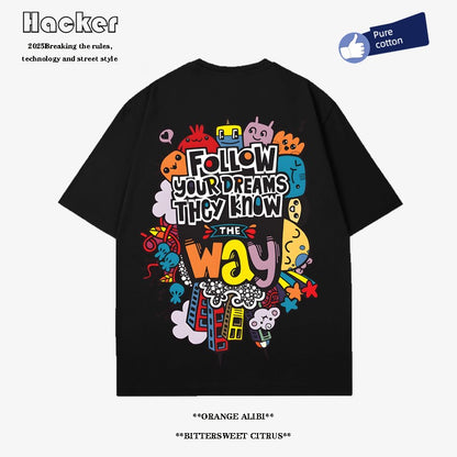 American Cartoon Graffiti Print T-Shirt Unisex