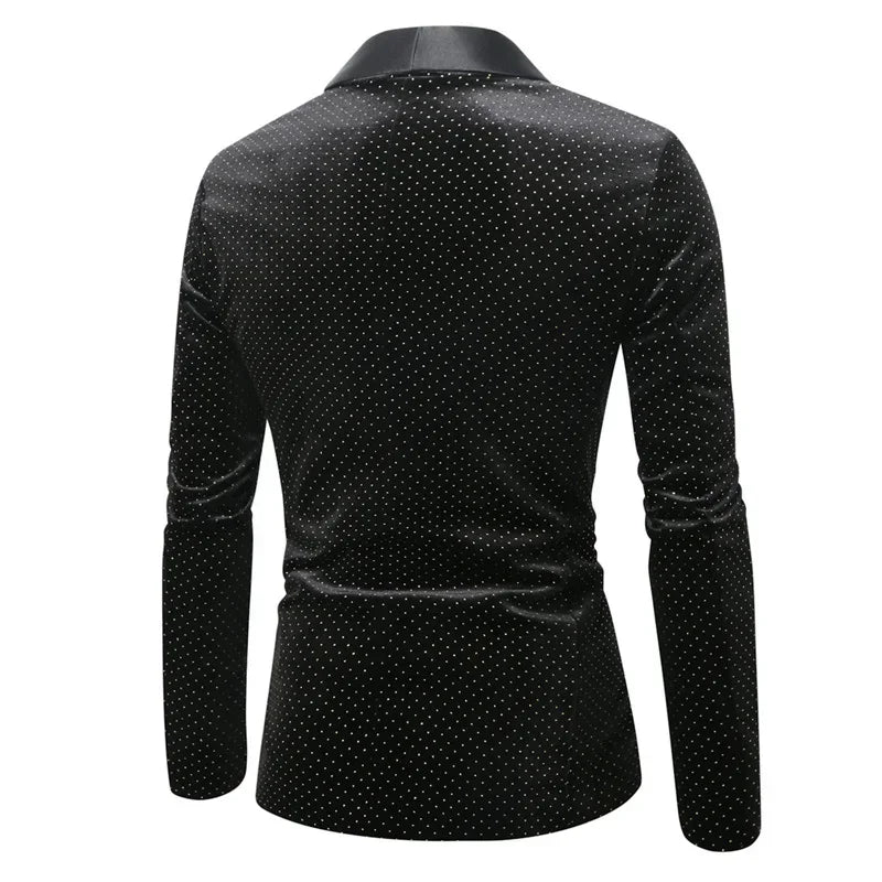 Men’s Luxury Gold Velvet Plaid Blazer