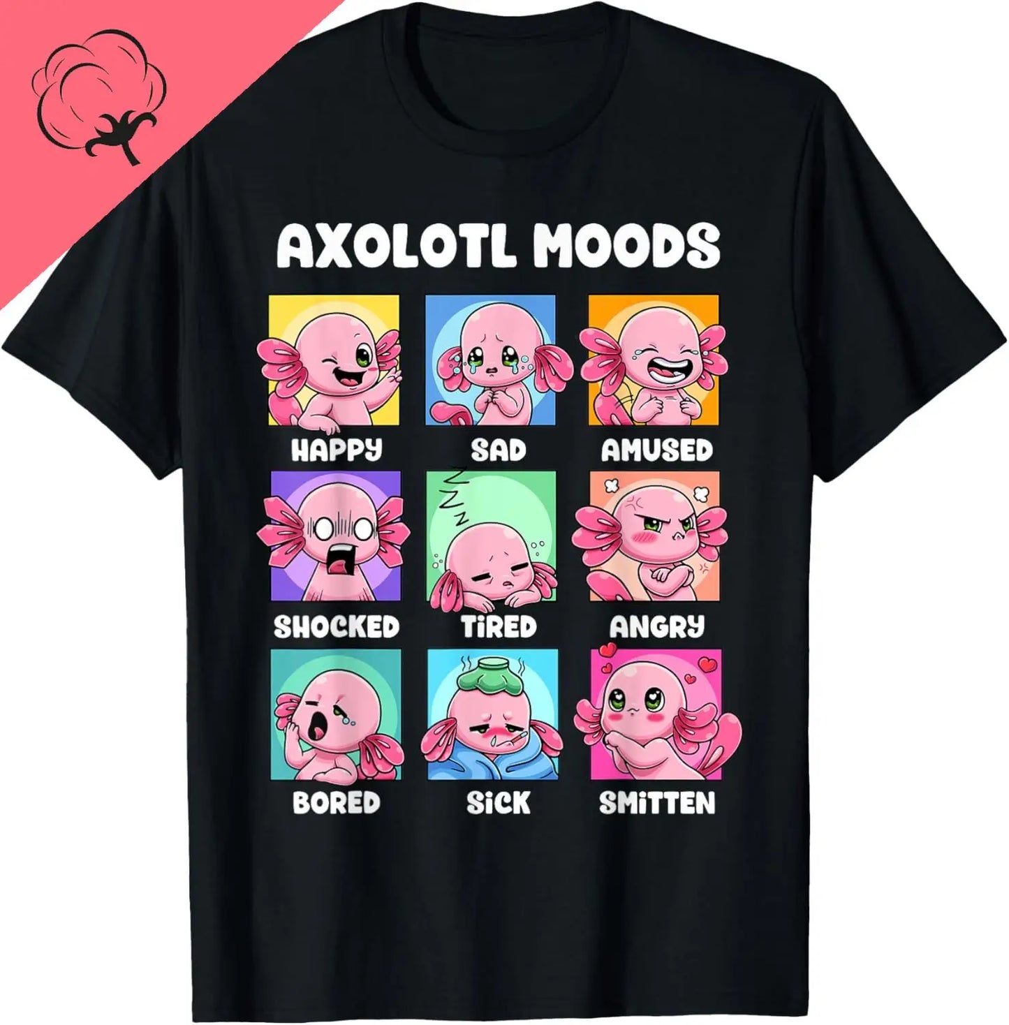 The World Kawaii Types of Axolotl Fish Amphibian T-Shirt