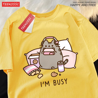 Funny Cat Gamer Summer Cotton Shirt