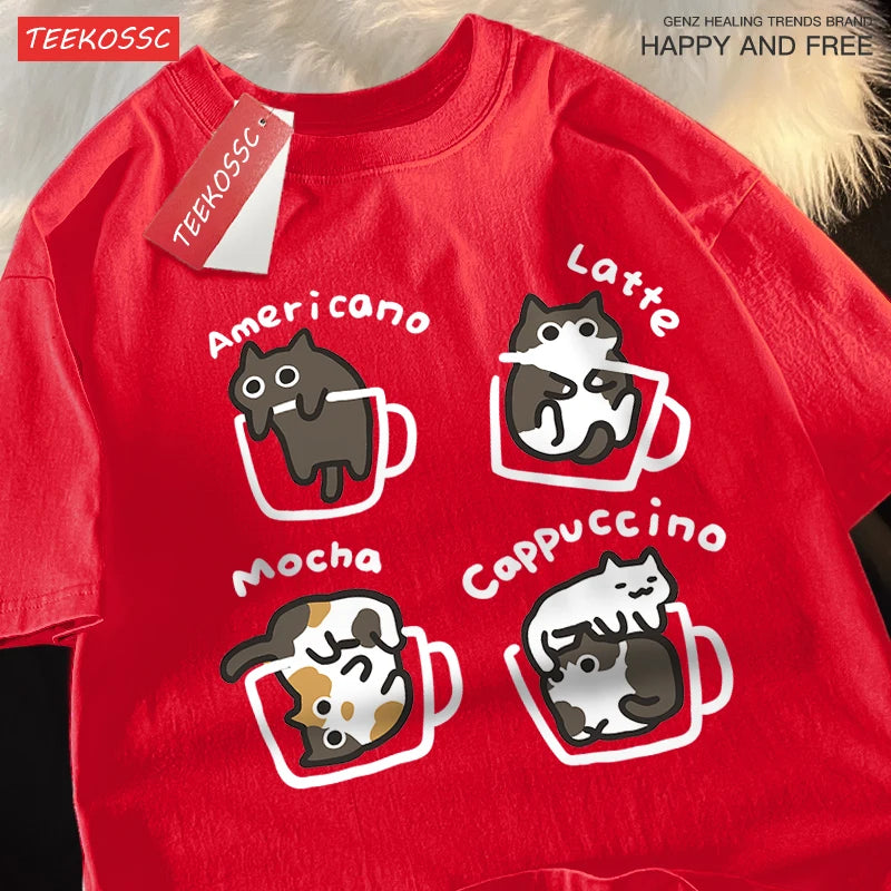 Mocha Latte Cat Pure Cotton Tee