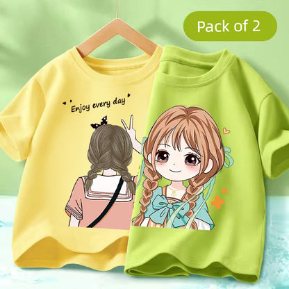 Girl Short Sleeve T-Shirts Pure Cotton
