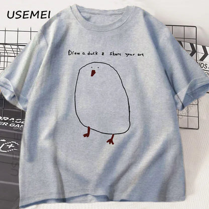 Humorous Duck Sketch Graphic T-shirt Unisex