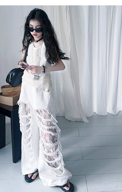 Teen Fashion Street Torn Legs Outfit