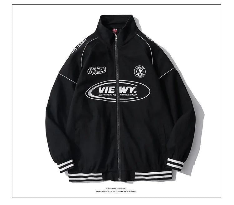 Streetwear Bomber Jacket Japanese College Style