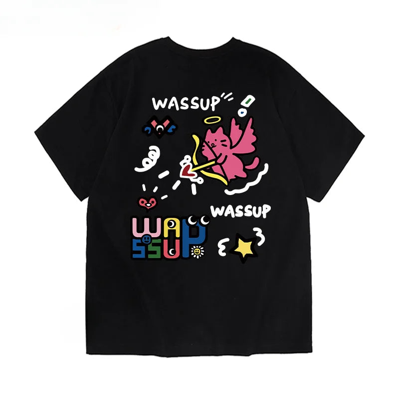 Harajuku Style Watercolor Print Summer Tee