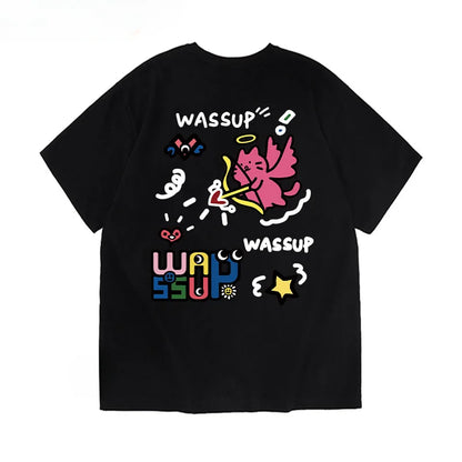 Harajuku Style Watercolor Print Summer Tee