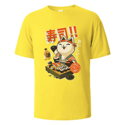 Sushi Cat Cotton Oversized Summer Tee