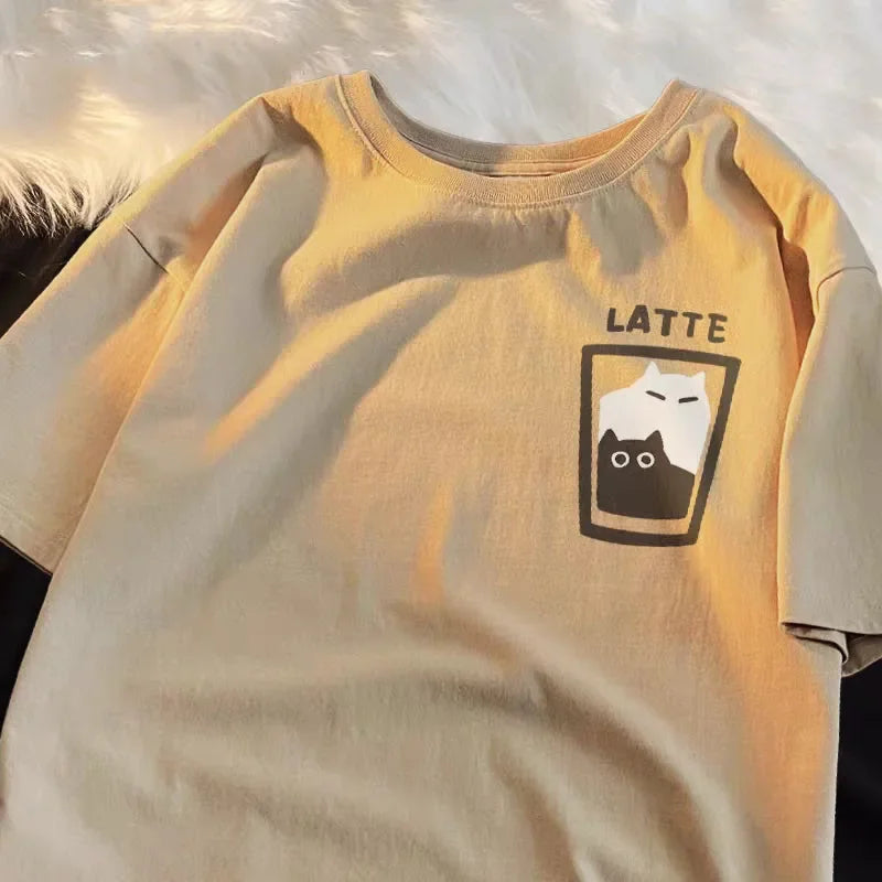 Creative Retro Cat Graphic Junior Top