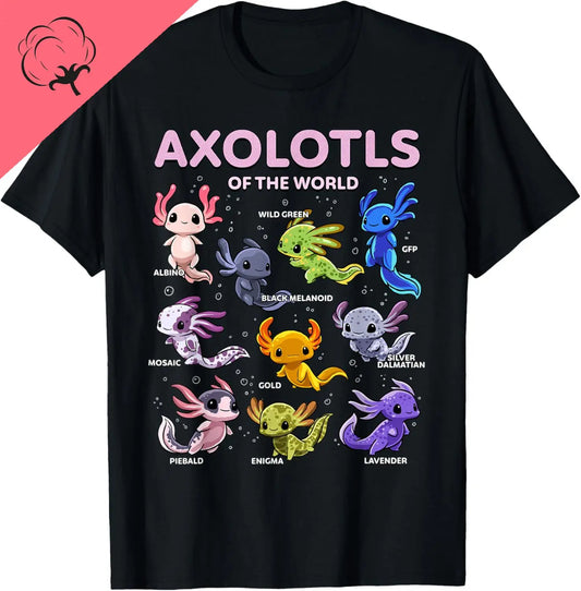 The World Kawaii Types of Axolotl Fish Amphibian T-Shirt