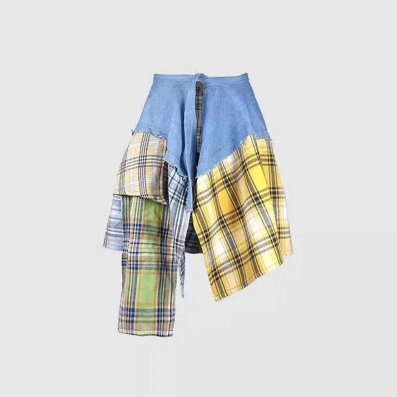 Skirt Half-Body Denim Plaid Skirts