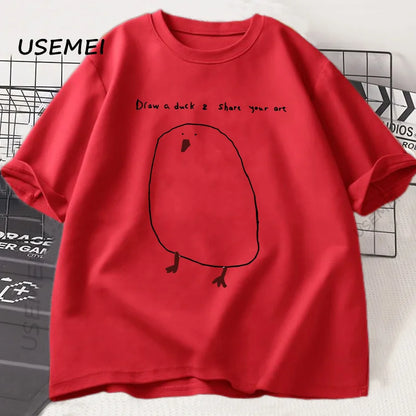 Humorous Duck Sketch Graphic T-shirt Unisex