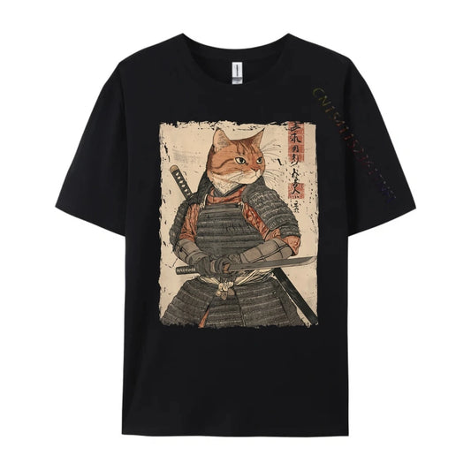 Samurai Cat Fighter Ukiyo-E Graphic Shirt