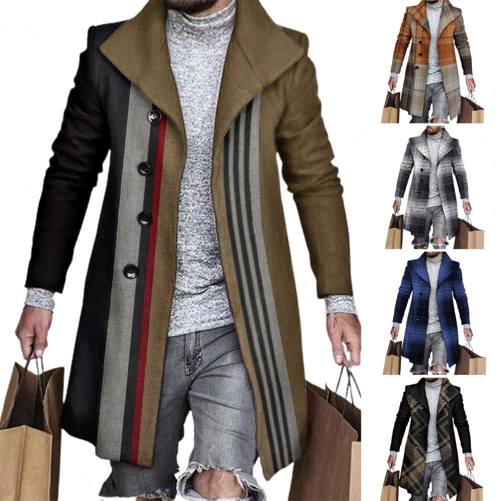 Fashion Long Sleeve Woolen Check Jacket