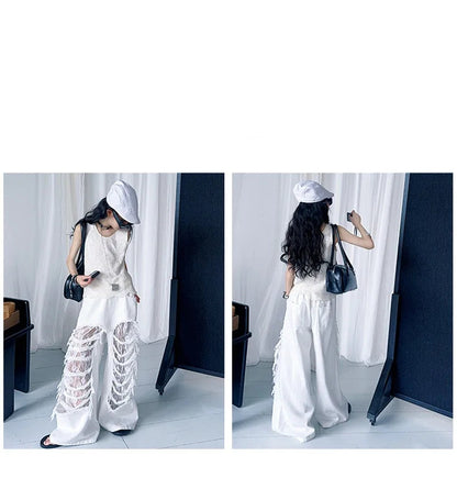 Teen Fashion Street Torn Legs Outfit