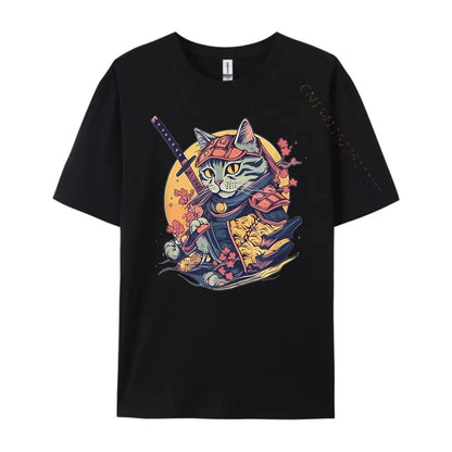 Japanese Shinobi Ukiyo-E Cat Anime T-shirt