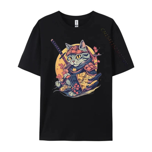Japanese Shinobi Ukiyo-E Cat Anime T-shirt