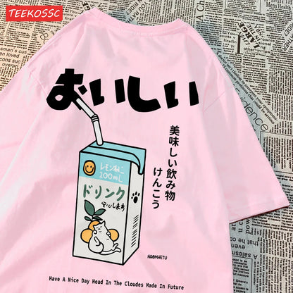 Japanese Oversized Women Men Loose Casual Tee