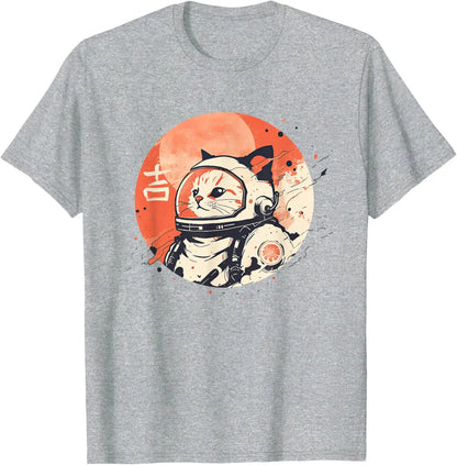 Japanese Retro Space Cat Kanji T-shirt