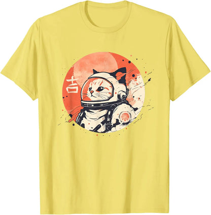 Japanese Retro Space Cat Kanji T-shirt