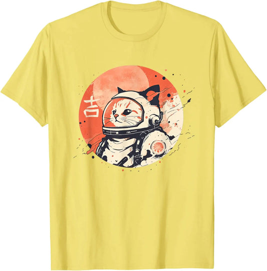 Japanese Retro Space Cat Kanji T-shirt