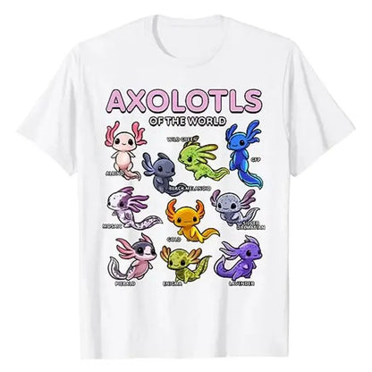 Kawaii Axolotls Animals Print Cotton Tees