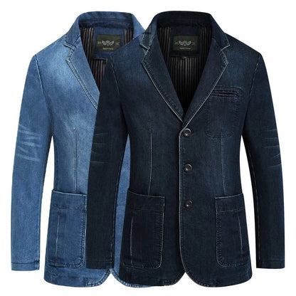 Men’s Denim Blazer Vintage Cotton Jacket