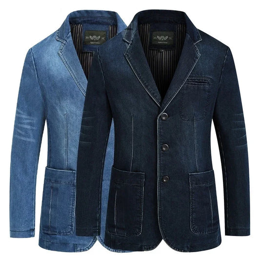Men’s Denim Blazer Vintage Cotton Jacket