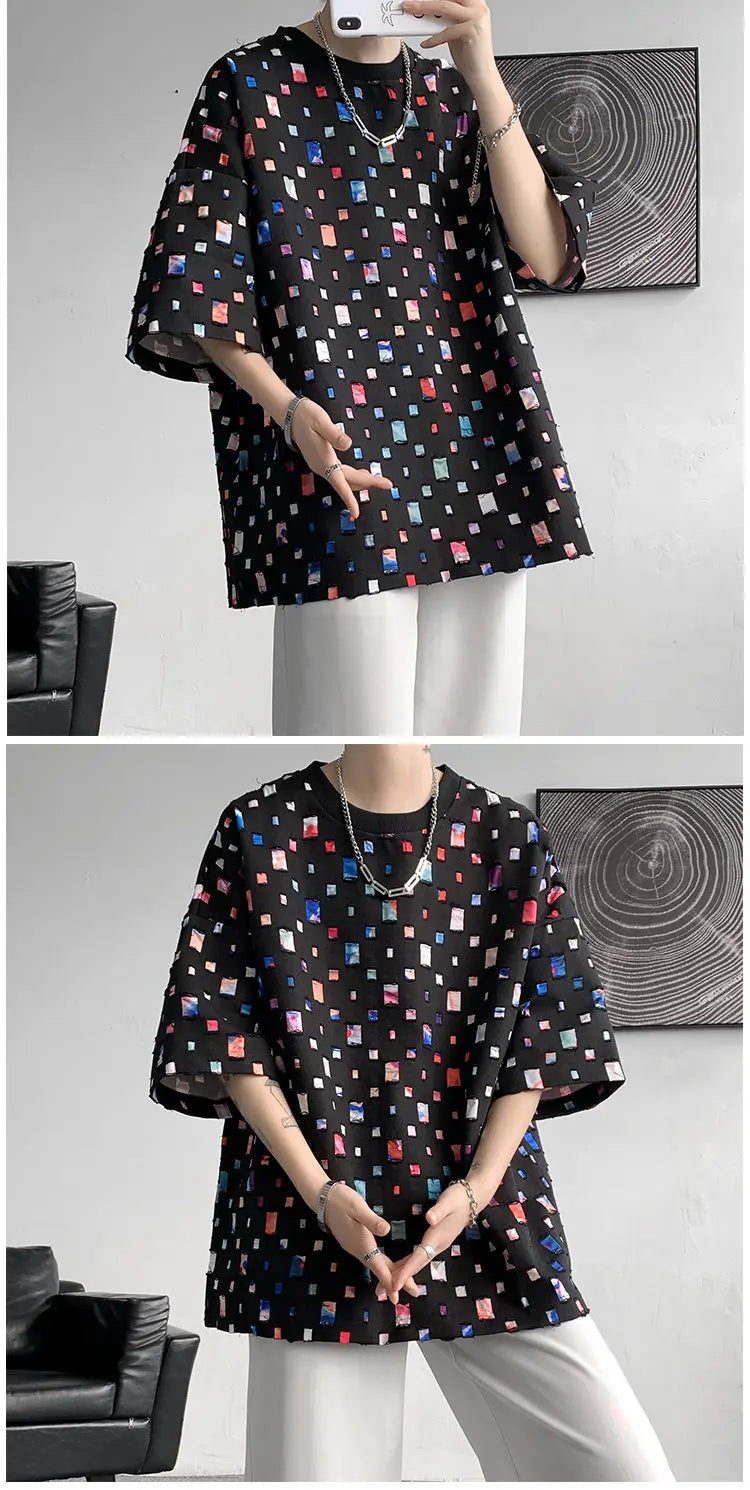 Fashion Oversized Plaid Streetwear Loose Hollow