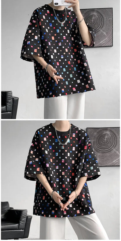 Fashion Oversized Plaid Streetwear Loose Hollow